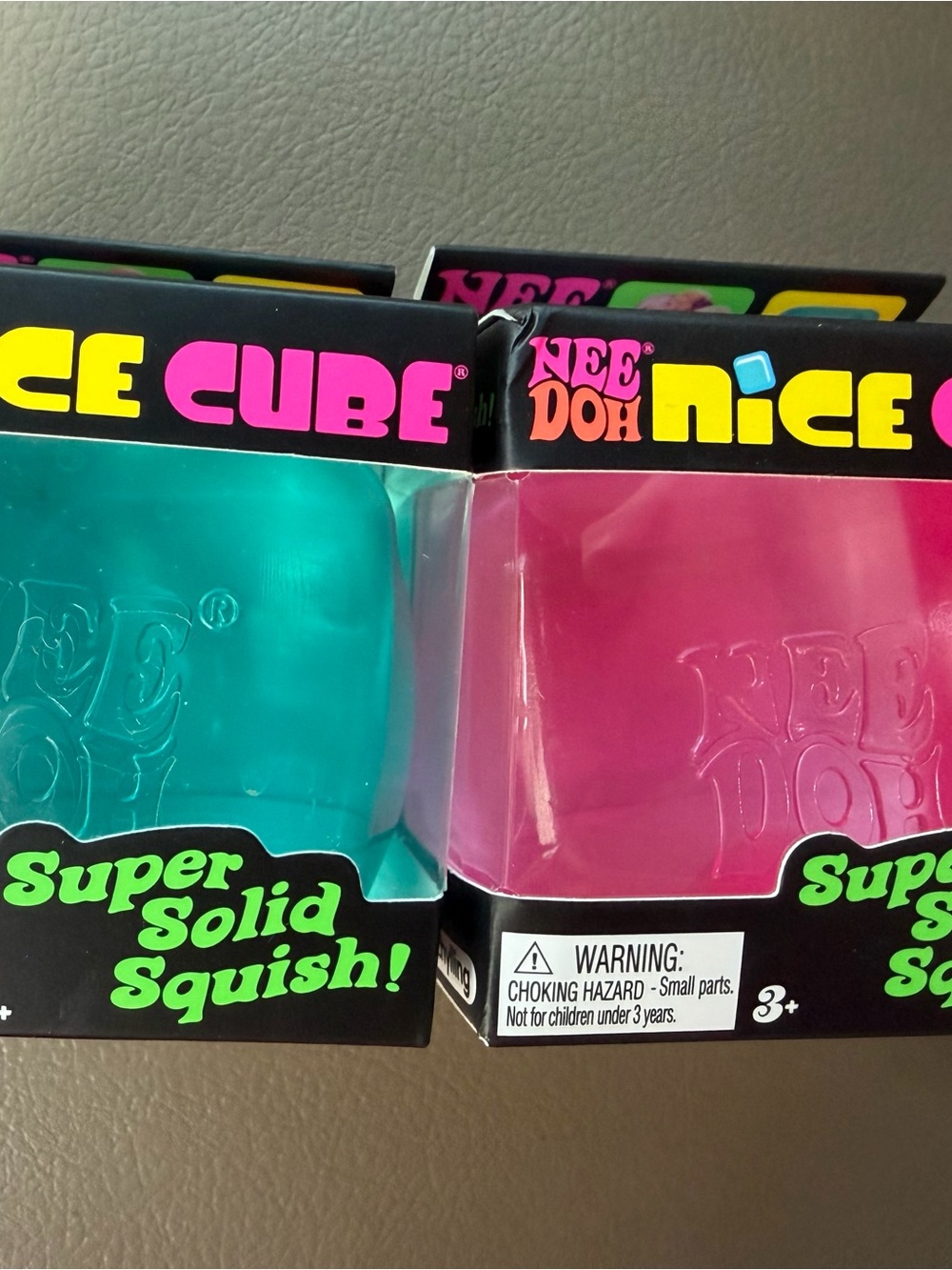 Schylling Needoh Nice Cube Super Solid Squish Toy - Pink & Teal